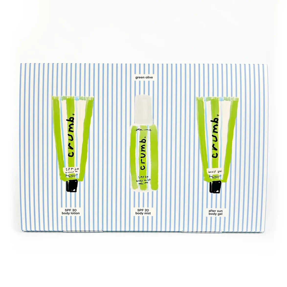 Літній набір Green Olive — гель, міст SPF 20, лосьйон SPF 30